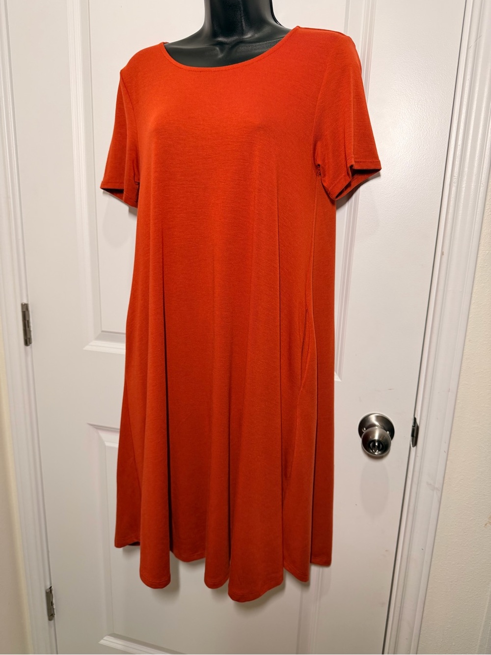 Zenana outfitters Short Sleeve Midi Swing Dress in Burnt Orange